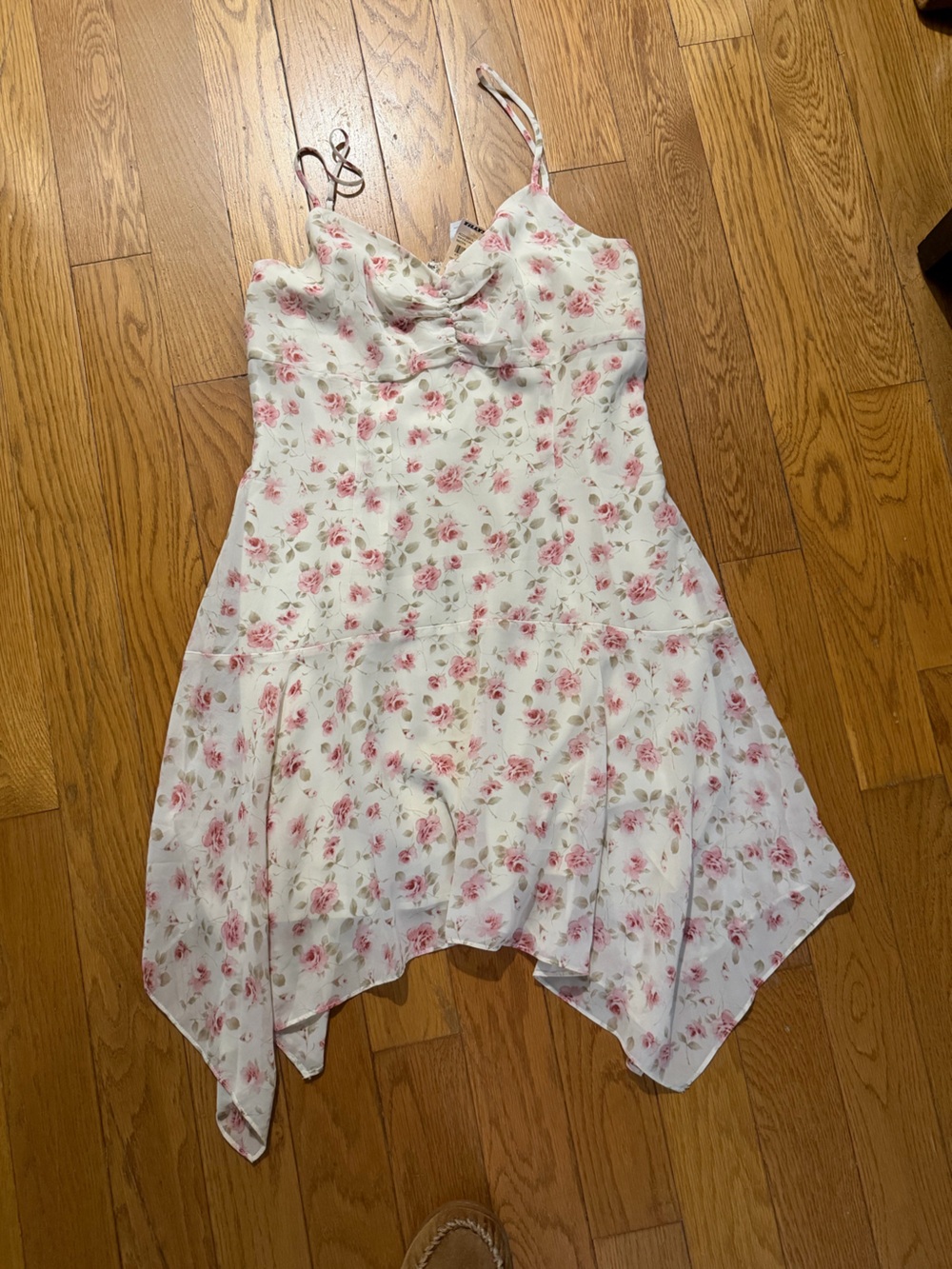 Floral Pink High-Low Cami Dress